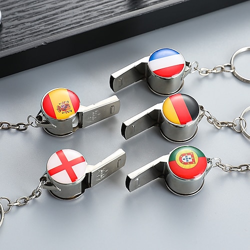 

2022 Qatar World Cup Fan Supplies Germany Portugal Coach Whistle Key Ring Small Gift Souvenir