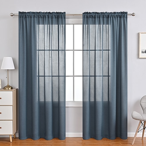 

Plain / Solid Room-darkening Window Treatment Collection(Drapes&Sheer) Sheer Bedroom Curtains