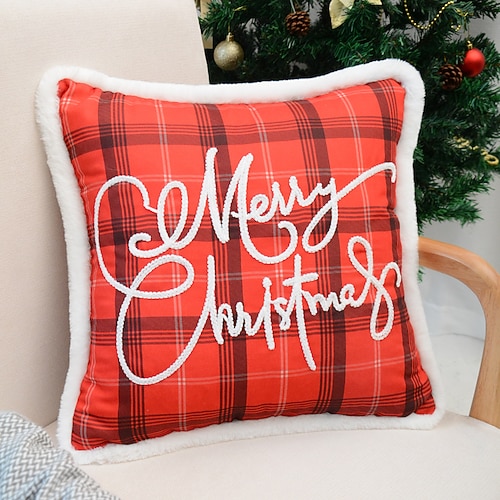 

Christmas Embroidery Throw Pillow Cover Square Quality Pillow Case for Bedroom Livingroom Cushion Cover Merry Christmas