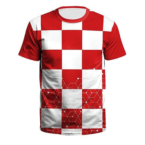 

Kids Boys World Cup T shirt Short Sleeve Plaid Letter Stripe Crewneck Blue Yellow Wine Children Tops Summer Sports Casual 3-12 Years