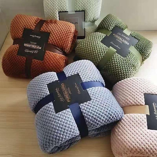 

Super Soft Throw Blankets, Premium Silky Flannel Fleece Waffle Pattern Blanket for Couch, Cozy, Warm and Lightweight Blanket for Winter Fall
