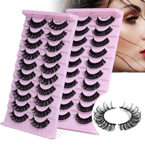 

Eyelash Extensions 20 pcs Waterproof Professional Level Fashionable Design Volumized Natural Curly Fiber Wedding Party Event / Party Full Strip Lashes Thick Natural Long - Makeup Daily Makeup