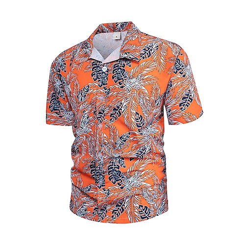

Men's Shirt Summer Hawaiian Shirt Floral Turndown Black / White Blue-Green Yellow Orange Outdoor Street Short Sleeve Button-Down Print Clothing Apparel Fashion Breathable Comfortable