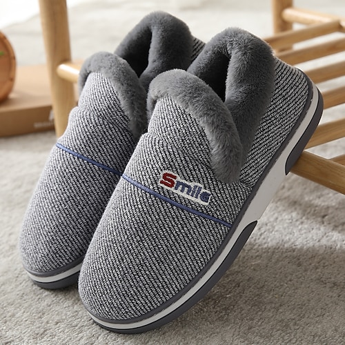 

Men's Unisex Slippers Flip-Flops Warm Slippers Fleece Slippers Casual Home Elastic Fabric Warm Blue Coffee Winter Fall