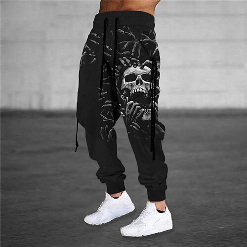 

Men's Sweatpants Joggers Trousers Drawstring Elastic Waist 3D Print Graphic Prints Comfort Breathable Sports Outdoor Casual Daily Cotton Blend Terry Streetwear Stylish Green Black Micro-elastic