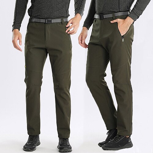 

Men's Waterproof Hiking Pants Softshell Pants Winter Outdoor Thermal Warm Waterproof Windproof Breathable Pants / Trousers Black Army Green Fleece Yoga Hunting Ski / Snowboard L XL 3XL 4XL 5XL