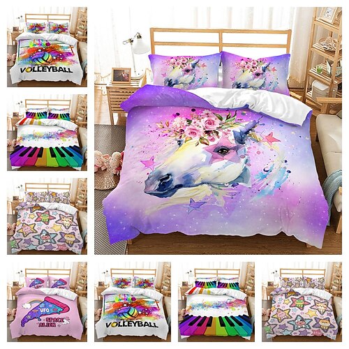 

Rainbow Duvet Cover Set Bedding and Bedding Set Comfortable Cover King/King/Twin (Including 1 Duvet Cover 1 or 2 Pillow Covers) 3D Digital Printing