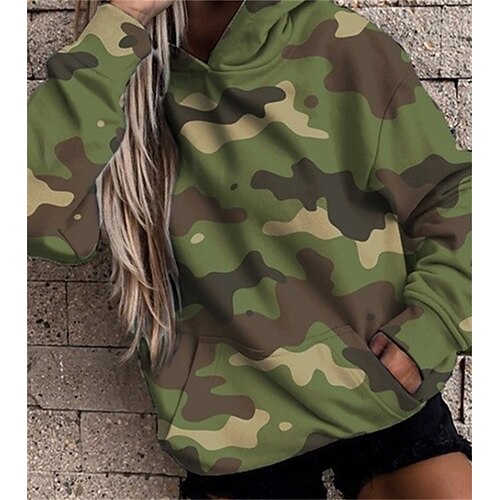 

Women's Pullover Casual Pocket Front Pocket Green Pink Gray Graphic Casual Hoodie Long Sleeve S M L XL 2XL 3XL