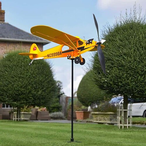 

Cub Airplane Weather Vane, 2022 New Aircraft Wind Spinner Metal Weather Vane Windmill, Upgrade Weather Vane For Barn Yard Garden Terrace Lawn