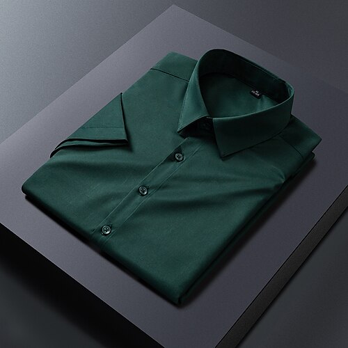 

Men's Dress Shirt Solid Color Turndown Light Green Dark Green White Black Casual Daily Short Sleeve Button-Down Clothing Apparel Fashion Streetwear Business Classic / Summer