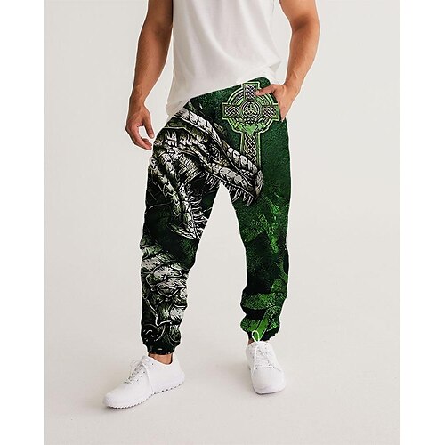 

Men's Sweatpants Joggers Trousers Drawstring Elastic Waist 3D Print Graphic Prints Comfort Breathable Sports Outdoor Casual Daily Streetwear Stylish Green Micro-elastic / Designer