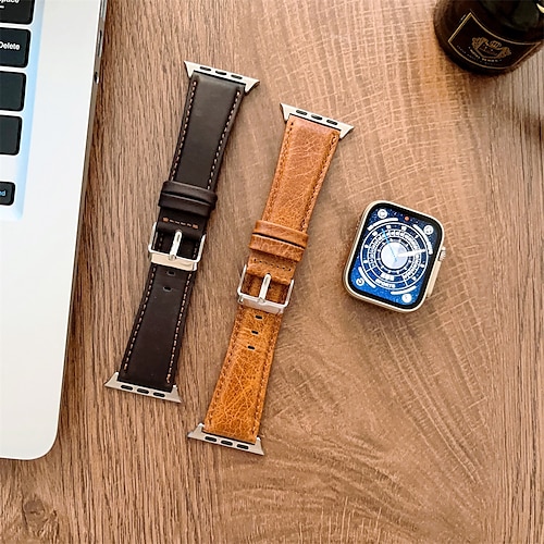 

1PC Smart Watch Band Compatible with Apple iWatch Apple Watch Ultra 49mm Series 8/7/6/5/4/3/2/1 / SE Leather Loop for iWatch Smartwatch Strap Wristband Genuine Leather Adjustable Breathable Quick