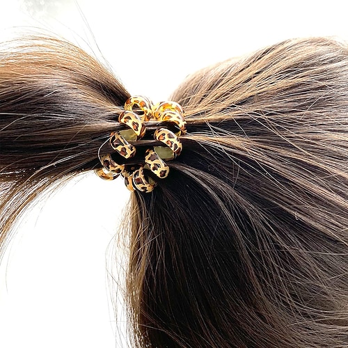 

10 Piece Spiral Hair Ties For Thick Hair Coil Elastics Hair Ties Multicolor Medium Spiral Hair Ties No Crease Hair Coils Telephone Cord Plastic Hair Ties For Women And Girls (Leopard)