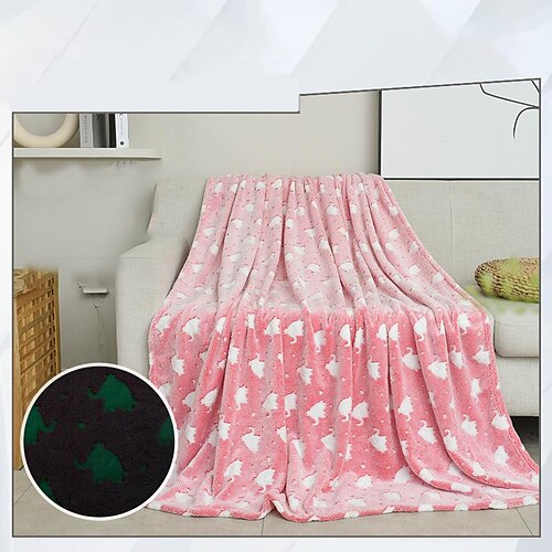 

Glow in The Dark Throw Blankets for Kids Adults, Premium Super Soft Stars Pattern Fluffy Plush Furry Blanket, Warm Flanell Fleece Blanket for Christmas Holiday Party