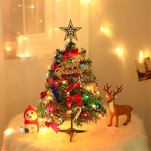 

50cm Christmas Tree DIY Package with Lights Christmas Decoration Table Top Mini Christmas Tree Ornaments Shopping Mall