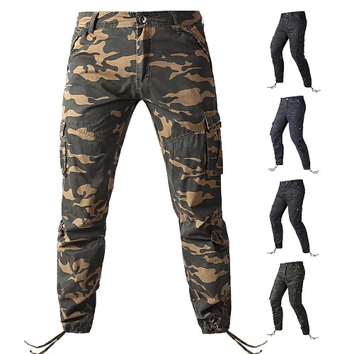 

Men's Cargo Pants Trousers Work Pants Multi Pocket Elastic Cuff Camouflage Comfort Breathable Casual Daily Streetwear Cotton Blend Sports Fashion ArmyGreen Black Micro-elastic