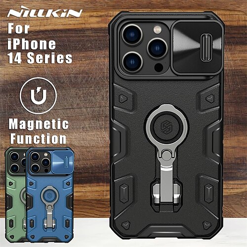 

Phone Case For Apple Back Cover iPhone 14 Pro Max iPhone 14 Pro iPhone 14 Plus iPhone 14 with Stand with Windows Full Body Protective Armor TPU PC Metal