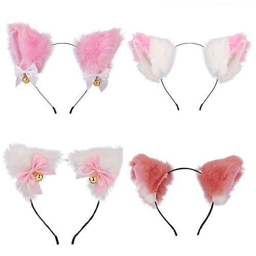 

2PCS Beautiful Masquerade Halloween Cat Ears Headwear Cosplay Cat Ear Anime Party Costume Bell Headwear Headband Hair Accessories