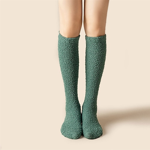 

Chaussettes Bas Chaussons Chaussettes Femme Couleur Pleine Polyester Mode Confort Casual du quotidien Intérieur Chaud Micro-élastique Hiver 1 paire Bleu Ciel