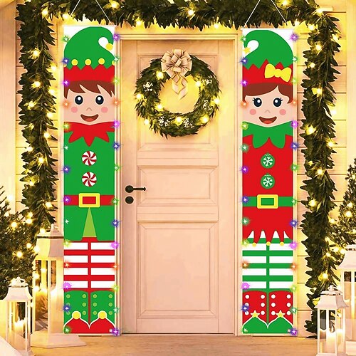 

2pcs Christmas Banner with Lights Ads Double Row Christmas Decorations With or Without Lights Merry Christmas Decorations Merry Christmas Doors Decorate Happy New Year