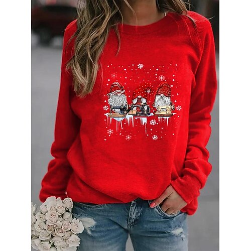 

Women's Sweatshirt Pullover Streetwear Christmas Green Black Blue Graphic Christmas Round Neck Long Sleeve S M L XL 2XL 3XL