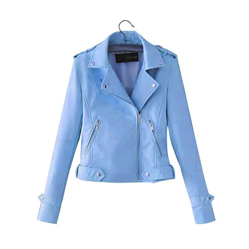 

Women's Faux Leather Jacket Warm Breathable Outdoor Daily Wear Vacation Going out Pocket Full Zip Zipper Turndown Active Sports Comfortable Street Style Solid Color Regular Fit Outerwear Long Sleeve