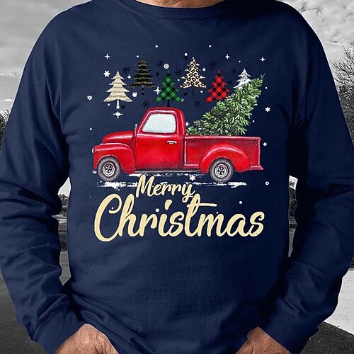 

Men's Sweatshirt Pullover Blue Gray Black Crew Neck Graphic Letter Print Christmas Sports Outdoor Sports Basic Cool Casual Fall Spring Clothing Apparel Hoodies Sweatshirts Long Sleeve