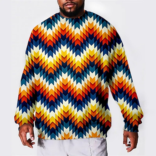 

Men's Plus Size Pullover Sweatshirt Big and Tall Graphic Crew Neck Long Sleeve Spring & Fall Basic Fashion Streetwear Comfortable Casual Sports Tops