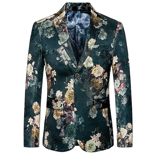 

Per uomo Di tendenza Giacca Standard Taglio standard Floreale Monopetto a due bottoni Verde militare 2023