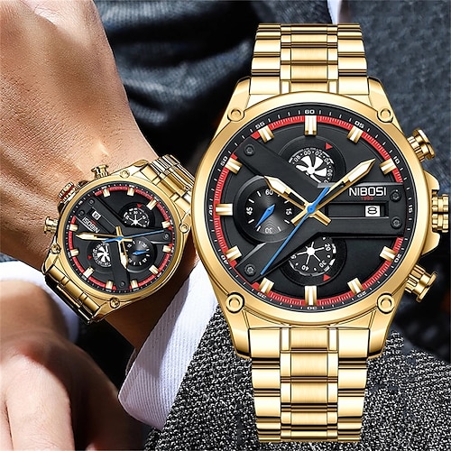 

NIBOSI 2022 Mens Watches Brand Luxury Military Sports Chronograph Waterproof Quartz Watch For Men Wristwatch