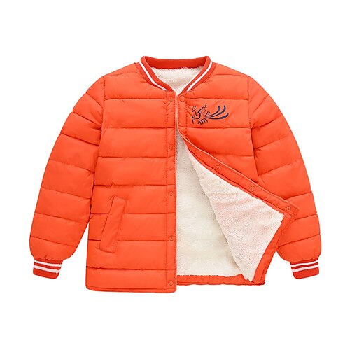 

Kids Boys Down Coat Outerwear Solid Color Long Sleeve Coat Outdoor Cotton Daily Black Blue Pink Winter Fall 7-13 Years