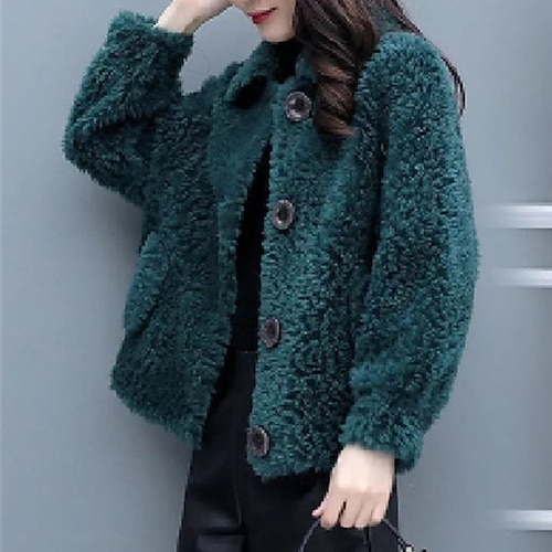 

Per donna Giacca in sherpa Giacca in pile Cappotto teddy Antivento Tenere al caldo Esterno Ufficio Strada Giornaliero Tasche Monopetto Collo ripiegabile Stile retrò Elegante Signora Moderno Tinta