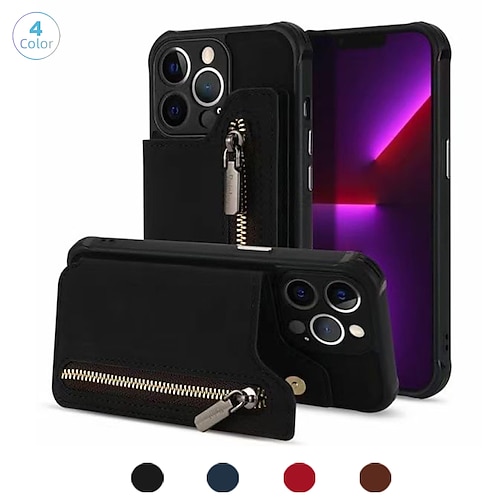 

Phone Case For Apple Wallet Card iPhone 14 Pro Max 13 12 11 Pro Max Mini X XR XS 8 7 Plus Bumper Frame Magnetic Full Body Protective Solid Colored PU Leather