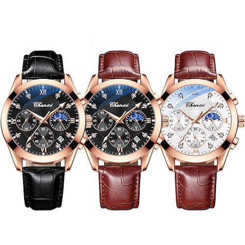 

CHENXI New Man WristWatch Business Chronograph Men Watch Military Top Brand Luxury Genuine Leather Business Sport Male Clock 903