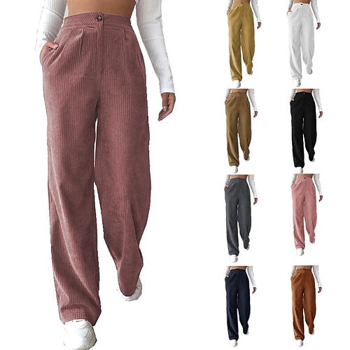 

Women's Pants Trousers Zipper Solid Color Basic Standard Winter Black Pink khaki White