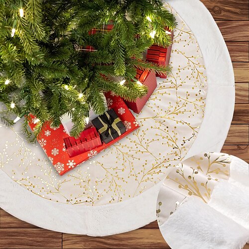 

Christmas Tree Skirt Decorations Christmas Tree Rug Decoration Stitching Hot Stamping