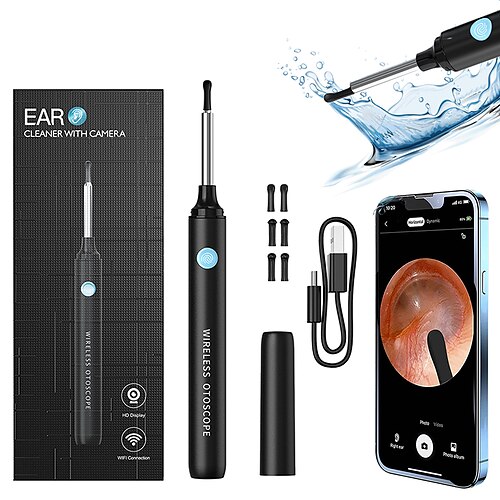 

Ear Wax Removal Tool Camera Wireless HD 1080P Ear Cleaner Endoscope with Temperature Control and 6 LED Lights Waterproof Ear Scope Compatible iPhone iPad Android Devices for Kids Adults Pets