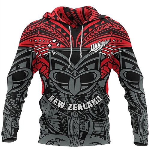 

Men's Unisex Hoodie Pullover Hoodie Sweatshirt Red Hooded Tribal Graphic Prints Print Daily Sports 3D Print Streetwear Casual Big and Tall Spring & Fall Clothing Apparel Hoodies Sweatshirts Long