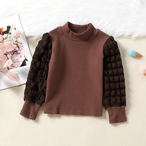 

Toddler Girls' Sweater Plaid School Long Sleeve Active 3-7 Years Winter Brown Beige