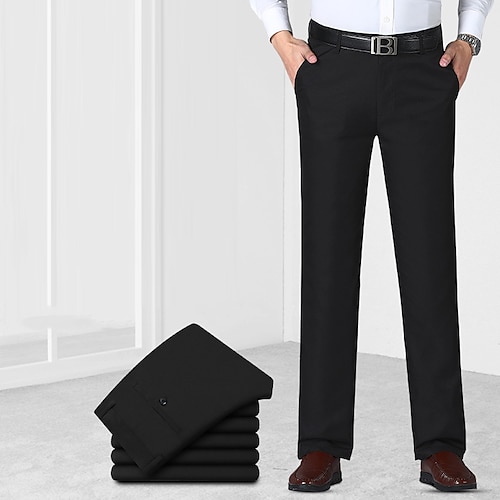 

Men's Dress Pants Trousers Straight Leg Solid Color Comfort Breathable Business Casual Daily Retro Vintage Formal Khaki Royal Blue Stretchy
