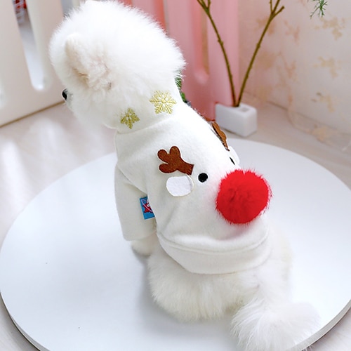 

Dog Cat Sweatshirt Christmas Costume Elk Cute Adorable Christmas Dailywear Winter Dog Clothes Puppy Clothes Dog Outfits Soft White Costume for Girl and Boy Dog Polyester XS S M L XL