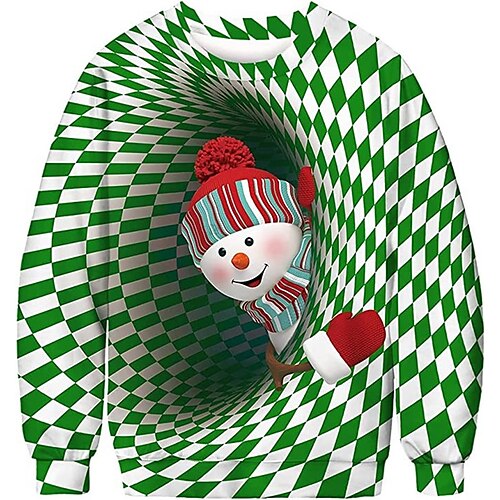 

Men's Sweatshirt Pullover Green Red Crew Neck Snowman Graphic Prints Elf Print Daily Sports Holiday 3D Print Basic Streetwear Designer Spring & Fall Clothing Apparel Hoodies Sweatshirts