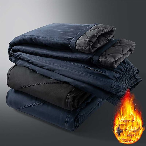 

Men's Winter Pants Down Pants Trousers Drawstring Elastic Waist Zipper Pocket Solid Color Comfort Warm Casual Daily Streetwear Sports Fashion Black Dark Blue Micro-elastic / Elasticity