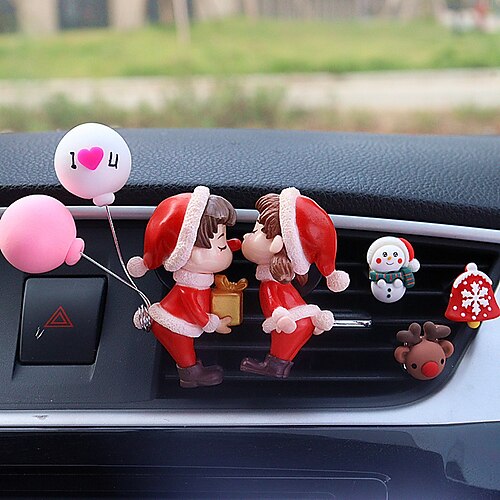 

Christmas Cute Car Air Fresheners Vent Clip Outlet Freshener Perfume Clip Aroma Diffuser Decor Lovely Couple Car Interior Accessories for Women & Girls Car Decoration