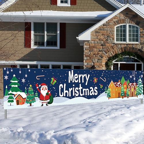 

Merry Christmas Banner, Outdoor Christmas Banner Decorations, Xmas Outdoor & Indoor Hanging Decor, Christmas Holidays Party Decor Supplies 30050cm (10ft18.9 Inch)