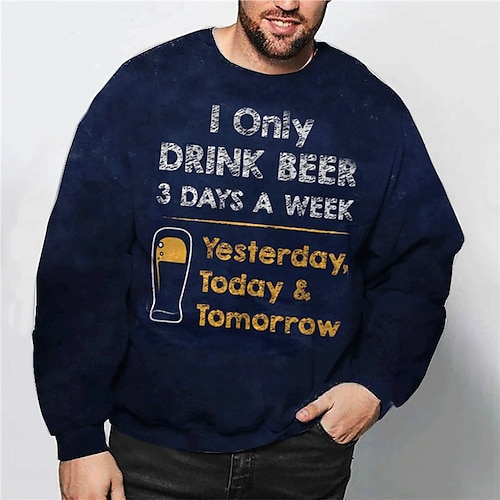 

Men's Plus Size Pullover Sweatshirt Big and Tall Graphic Crew Neck Long Sleeve Spring & Fall Basic Fashion Streetwear Comfortable Casual Sports Tops