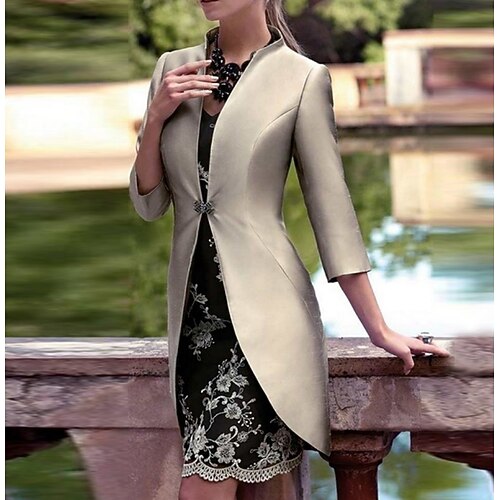 

Women's Lace Dress Dress Set Short Mini Dress Green 3/4 Length Sleeve Print Print Fall Winter Stand Collar Stylish Modern 2022 S M L XL 2XL 3XL