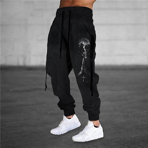 

Men's Sweatpants Joggers Trousers Drawstring Elastic Waist 3D Print Graphic Prints Comfort Breathable Sports Outdoor Casual Daily Cotton Blend Terry Streetwear Stylish Green Black Micro-elastic