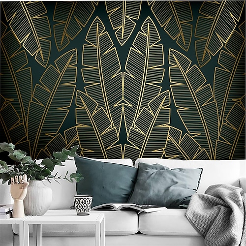 

Mural Phnom Penh Leaf Line Drawing Art Deco 3D Home Decoration Canvas Material Self adhesive Wallpaper Mural Wall Cloth Room Wallcovering