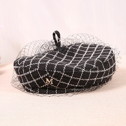 

Hat Beret Hat Women's Black Outdoor Dailywear Daily Mesh Plaid Breathable